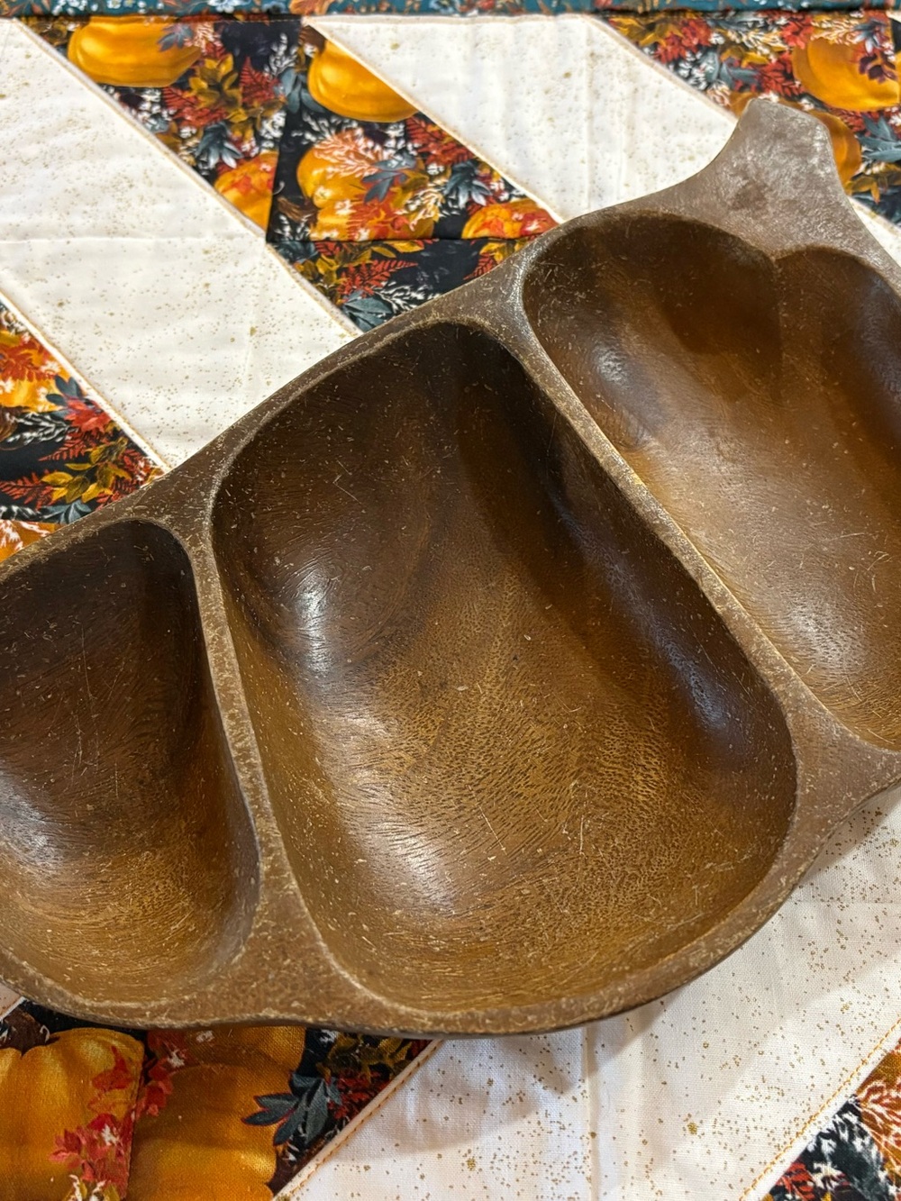 Vintage Wooden 3-Section Serving Tray